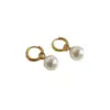 Wholesale 1 Pair Elegant Basic Geometric Plating Imitation Pearl Titanium Steel Drop Earrings