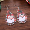 Wholesale Christmas Santa Claus Checkered Rhinestone Pendant Earrings