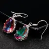Wholesale Retro Water Droplets Inlaid Crystal Copper Artificial Gemstones Crystal Earrings