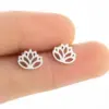 Wholesale PVD Coated 18K Gold Real Gold Plated Heart Shape Flower 304 Stainless Steel Simple Style Waterproof Non Tarnish Ear Studs