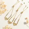 Wholesale Copper 18K Gold Plated Elegant Romantic Sweet Letter Heart Shape Inlay Zircon Bracelets