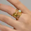 Wholesale Jewelry IG Style Retro Colorful 304 Stainless Steel Glass PVD Coated Plating Inlay Open Ring