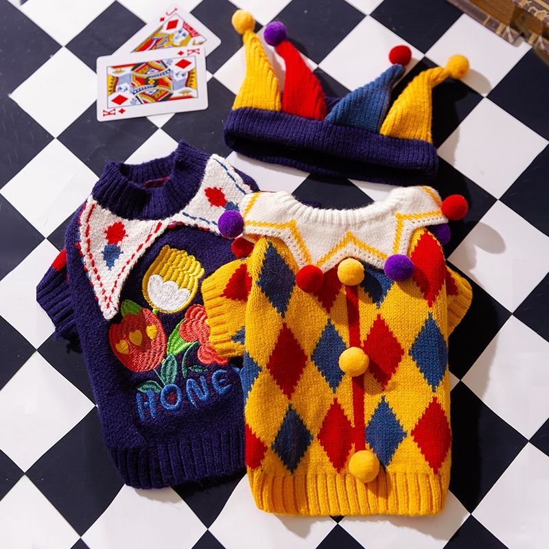 Wholesale Dog Cute Funny Crazy Circus Clown Sweater Cat suit Pet Dog Spring Autumn Winter Clothes