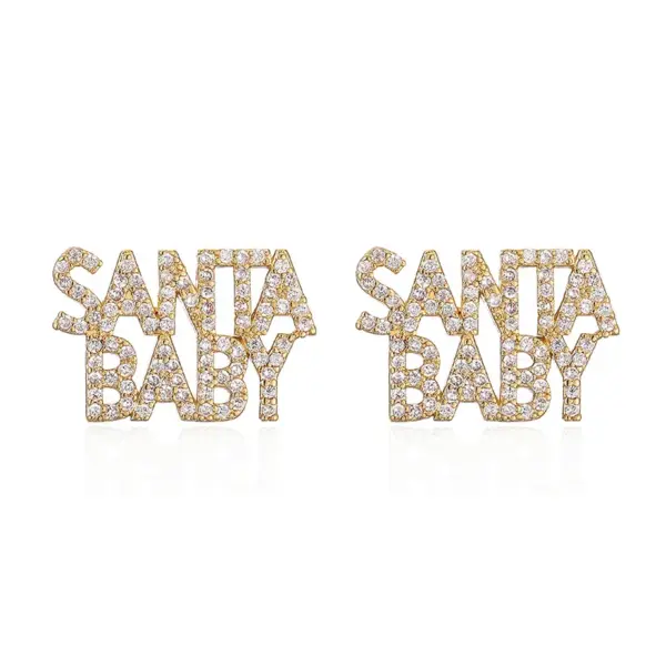 Wholesale 1 Pair Christmas Cute Cartoon Christmas Socks Plating Inlay Copper Zircon Ear Studs