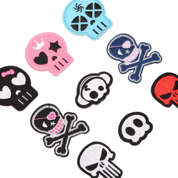 Wholesale Embroidery Cloth Sticker Skull Letter Patch Computer Embroidery Label Seal Factory Direct Supply Clothing Accessories Cloth Label Badge