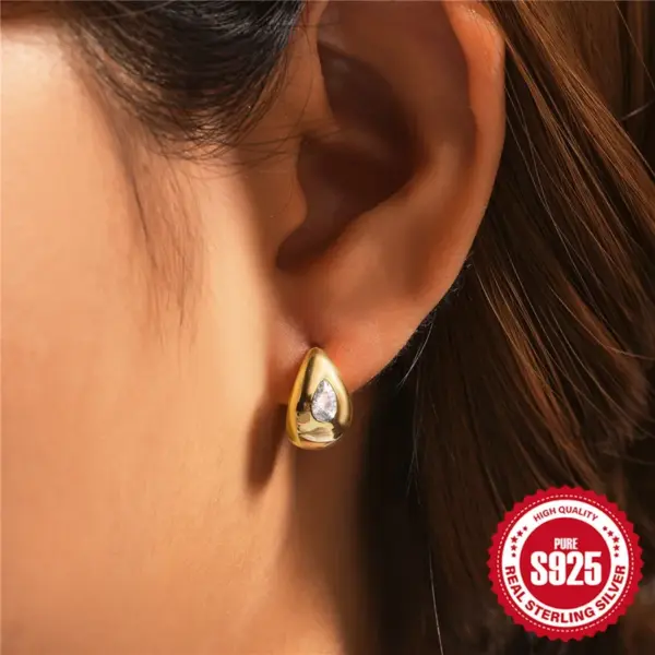 Wholesale 1 Pair 925 Sterling Silver Zircon Geometric Ear Studs