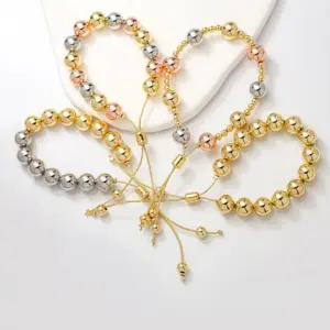 Wholesale Jewelry Simple Style Round Copper Drawstring Bracelets Ball Chain