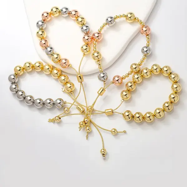 Wholesale Jewelry Simple Style Round Copper Drawstring Bracelets Ball Chain