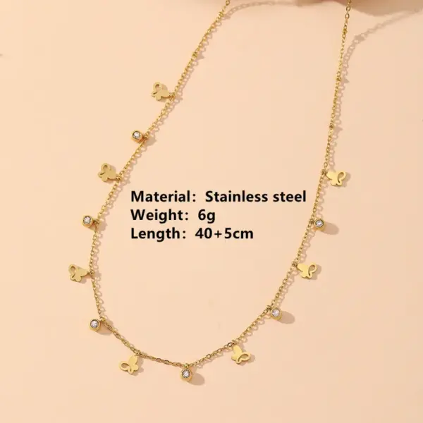 Wholesale 304 Stainless Steel Round Water Droplets Eye PVD Coated Rhinestones Shell 18K Real Gold Plated Cute Sweet Waterproof Non Tarnish Inlay Gold Bracelets Necklace