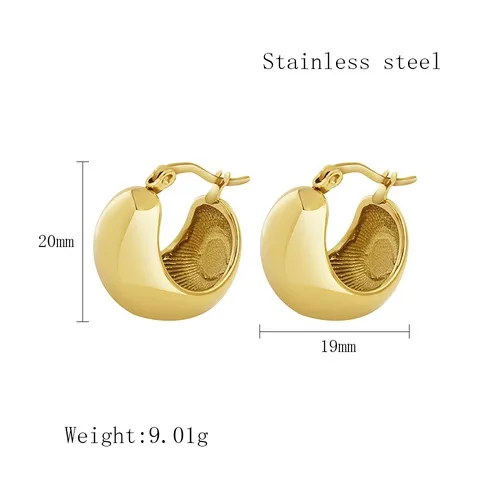 Wholesale PVD Coated Real Gold Plated 18K Gold Geometric 304 Stainless Steel Simple Style Waterproof Non Tarnish Huggie Earrings
