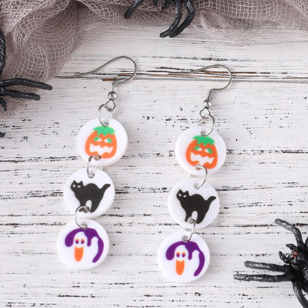 Wholesale Halloween funny splicing triple pendant acrylic earrings