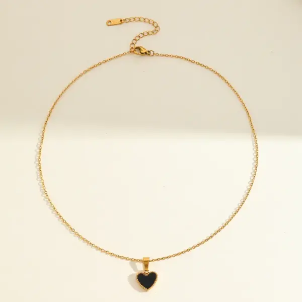 Wholesale Elegant Vintage Heart Shell Necklace Earring Jewelry Set Stainless Steel Gold Plated Cable Chain Classic Style For Women