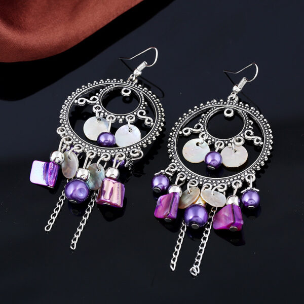 Wholesale European and American bohemian jewelry ethnic style retro round earrings chain tassel exaggerated earrings earrings