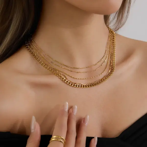 PVD Coated Real Gold Plated Geometric 316 Stainless Steel Simple Style Commute Waterproof Non Tarnish 316 Stainless Steel Chain Necklace