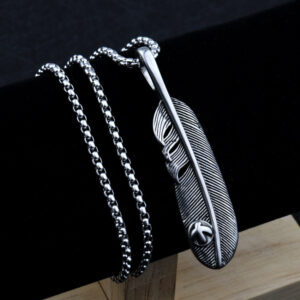 Feather Skull + titanium steel chain