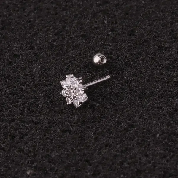 316L Stainless Steel Copper Zircon Ear Cartilage Rings & Studs Flower Waterproof Non Tarnish Surgical Steel