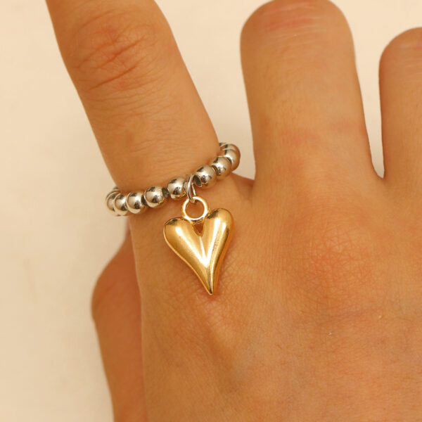 Wholesale Handmade beaded elastic cord heart pendant ring