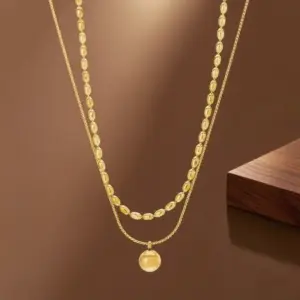 X0443-Double-layered Ball Necklace- Gold