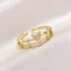 Wholesale Fashion Butterfly Copper Zircon Open Ring In Bulk