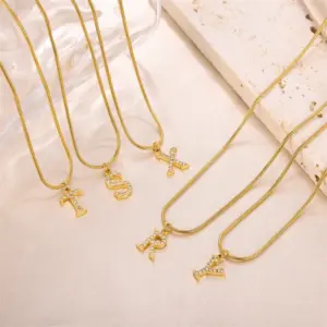 PVD Coated Letter Stainless Steel Sweet Simple Style Artistic 304 Stainless Steel Pendant Necklace