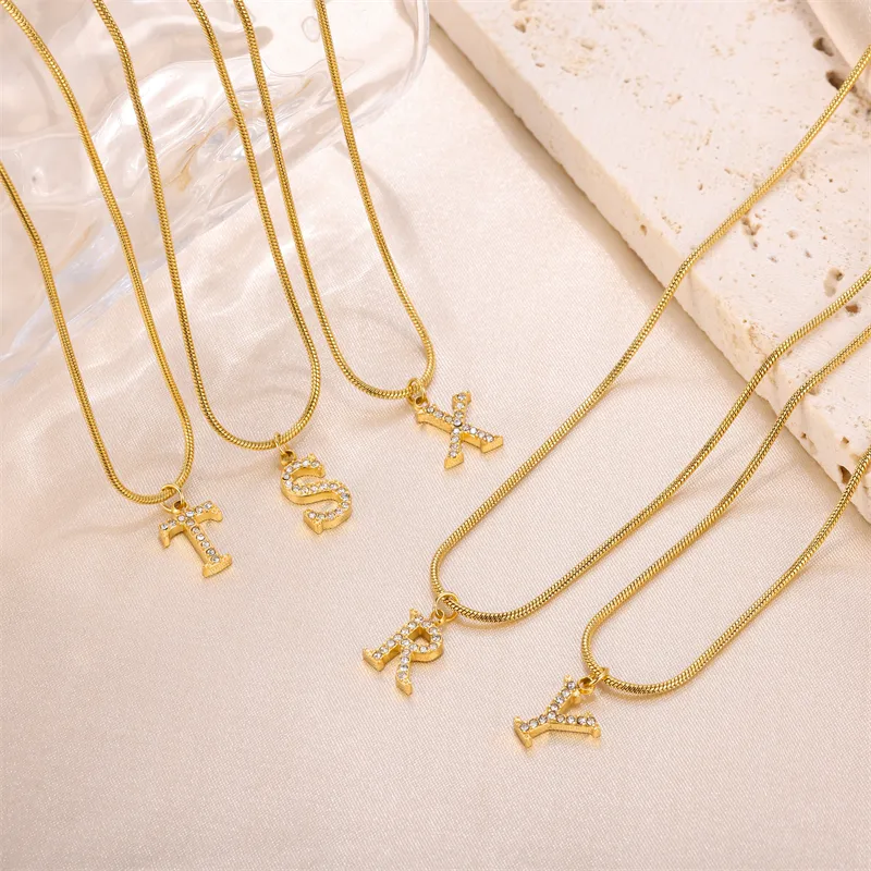Wholesale PVD Coated Letter Stainless Steel Sweet Simple Style Artistic 304 Stainless Steel Pendant Necklace