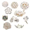 Wholesale Elegant Pin Bicycle Flower Snowflake Imitation Pearl Alloy Inlay Rhinestones Women'S Brooches