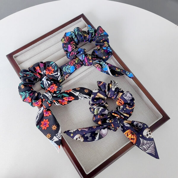 Wholesale Hair Ring Fabric Printing Pumpkin Ghost Bat Strap