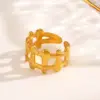 Wholesale Ion Plating (IP) 18K Gold Plated Solid Color 304 Stainless Steel IG Style Waterproof Non Tarnish Open Rings