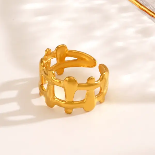 Wholesale Ion Plating (IP) 18K Gold Plated Solid Color 304 Stainless Steel IG Style Waterproof Non Tarnish Open Rings