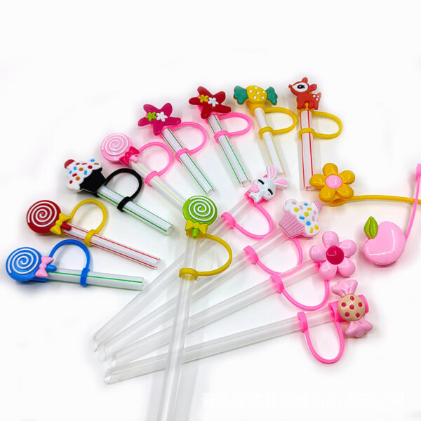 Wholesale Straw Cap Flower Fruit Straw Cover Silicone Dust Plug Party Straw