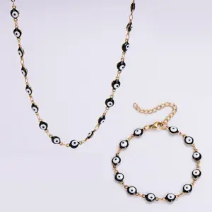 Set [Black]] / Suit Bracelet 16 5cm, Necklace 45 cm.