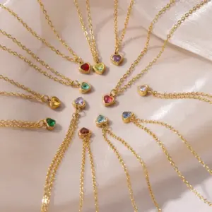 Wholesale PVD Coated Real Gold Plated Heart Shape Titanium Steel Classic Style Commute Waterproof Non Tarnish Titanium Steel Lobster Trigger Clasp Closure Pendant Necklace