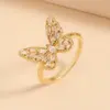 Wholesale New Style Copper Inlaid Zircon Butterfly Star Leaf Opening Ring