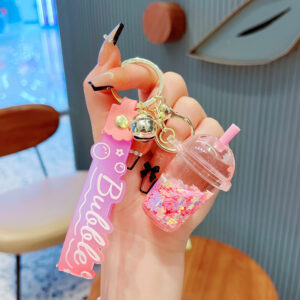 M0308#Oiled snowflake pink-round head milk tea