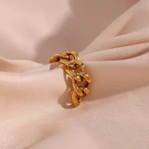 Wholesale PVD Coated Real Gold Plated 18K Gold Solid Color 304 Stainless Steel Fashion Waterproof Non Tarnish Open Ring