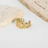 Wholesale PVD Coated Real Gold Plated 18K Gold Solid Color 304 Stainless Steel Nordic Style British Style African Style Waterproof Non Tarnish Open Rings