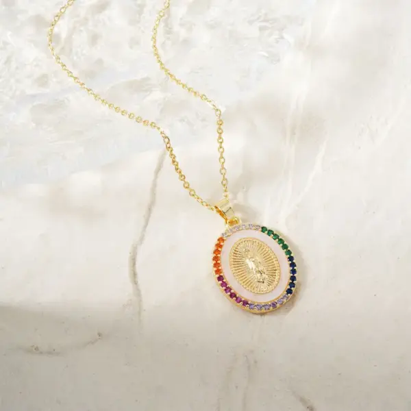 Wholesale Jewelry Commute Virgin Mary 304 Stainless Steel Copper Cable Chain Pendant Necklace