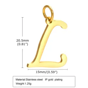 Gold (Single Pendant without Chain) / Letter L