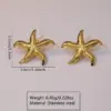 1 Pair Beach Streetwear Starfish 304 Stainless Steel Imitation Gold Electroplating Ear Studs