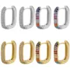 Wholesale 1 Pair Fashion Rectangle Plating Inlay Copper Zircon Hoop Earrings