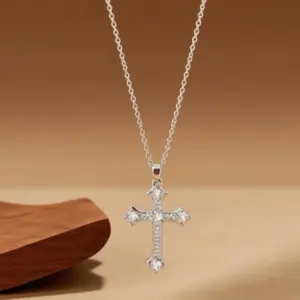 X08194 [Copper Pendant] Cross Necklace - / Silver