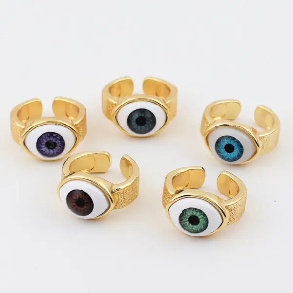 Wholesale Retro Devil's Eye Copper Open Ring Plating Resin Copper Rings