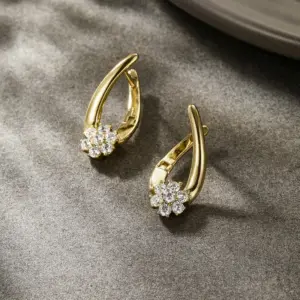 Wholesale 1 Pair Elegant Lady XUPING Geometric Plating Copper Zirconia 18K Gold Plated Ear Studs