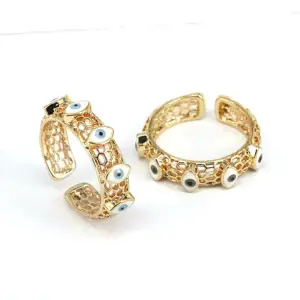 Wholesale Retro Devil's Eye Copper Gold Plated Open Ring 1 Piece
