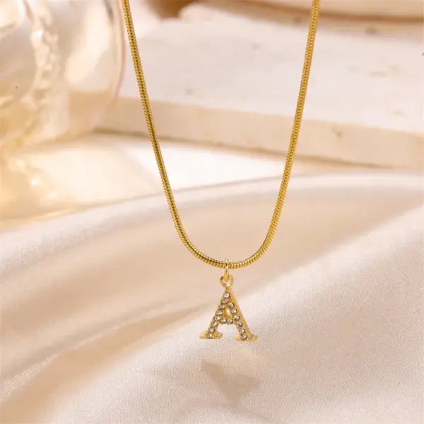 PVD Coated Letter Stainless Steel Sweet Simple Style Artistic 304 Stainless Steel Pendant Necklace