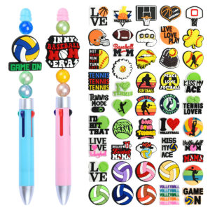 oly-ac4f9e4524e81ec00f2c6124d9a83ec9 Wholesale Ball Sports Series PVC Soft Rubber Perforated Beaded Accessories