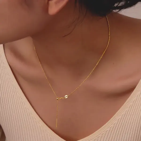 Wholesale PVD Coated Real Gold Plated 18K Gold Solid Color 201 Stainless Steel Elegant Streetwear IG Style Waterproof Non Tarnish 201 Stainless Steel Necklace