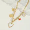 Wholesale Ion Plating (IP) 18K Gold Plated Sun Heart Shape 304 Stainless Steel Casual Elegant Cute Bracelets Necklace