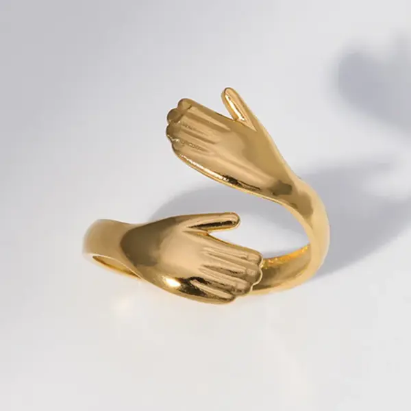 Wholesale Jewelry Fashion Palm 304 Stainless Steel 18K Gold Plated Stainless Steel Rings