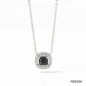 Pdd434 Necklace Silver Black Zirconium